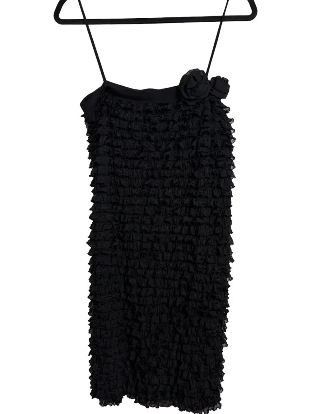 Too Mi USA Tiered Ruffle Rosette Cami Dress Women Black XL Y2K Coquette Party